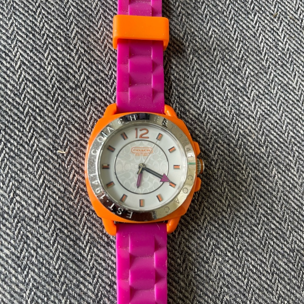 Coach watch pink/orange band